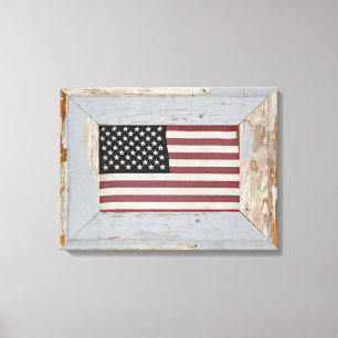 Een oude glorie Amerikaanse vlag ingelijst Canvas Afdruk