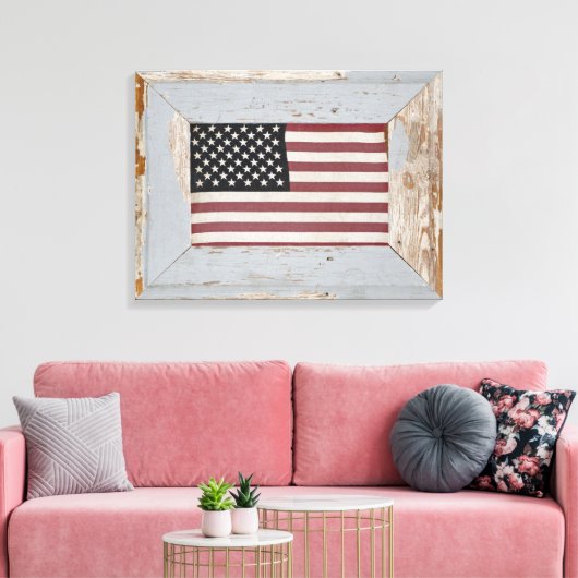 Een  oude glorie Amerikaanse vlag ingelijst Canvas Afdruk (Insitu (Woonkamer))