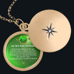 Een oude Ierse zegen Goud Vergulden Ketting<br><div class="desc">Elegant,  uniek goudkleurig juweel met een smaragdgekksteen en shamrock inset met een oud Iers gebed in Saint Paddy's Day ("St. Patty"). Levendige 3D-edelstenen en zeer nauwkeurig ontworpen,  3D-modellering en rendering door Bulgaars Lumini (c).Deel van de serie Hyper Talismans. .Een elegant en klassiek ontwerp met een oud perkament.</div>
