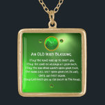 Een oude Ierse zegen Goud Vergulden Ketting<br><div class="desc">Elegant,  uniek goudkleurig juweel met een smaragdgekksteen en shamrock inset met een oud Iers gebed in Saint Paddy's Day ("St. Patty"). Levendige 3D-edelstenen en zeer nauwkeurig ontworpen,  3D-modellering en rendering door Bulgaars Lumini (c).Deel van de serie Hyper Talismans. .Een elegant en klassiek ontwerp met een oud perkament.</div>