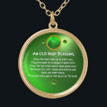 Een oude Ierse zegen Goud Vergulden Ketting<br><div class="desc">Elegant,  uniek goudkleurig juweel met een smaragdgekksteen en shamrock inset met een oud Iers gebed in Saint Paddy's Day ("St. Patty"). Levendige 3D-edelstenen en zeer nauwkeurig ontworpen,  3D-modellering en rendering door Bulgaars Lumini (c).Deel van de serie Hyper Talismans. .Een elegant en klassiek ontwerp met een oud perkament.</div>