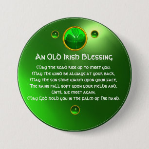 Een oude Ierse zegen Shamrock Ronde Button 7,6 Cm