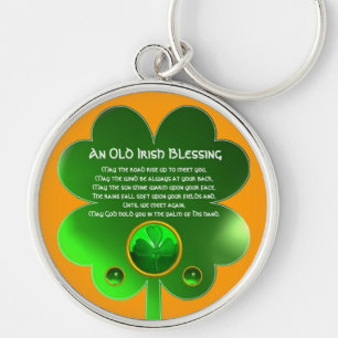 Een oude Ierse zegen Shamrock Sleutelhanger
