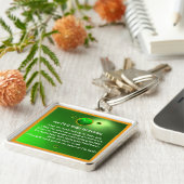 Een oude Ierse zegen Shamrock Sleutelhanger (Zijkant)