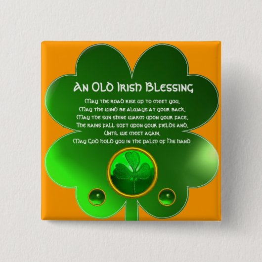 Een Oude Ierse Zegen Shamrock Vierkante Button 5,1 Cm (Voorkant)