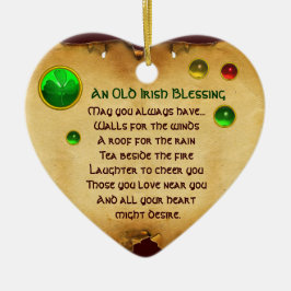 Een oude Ierse zegen voor een luck Heart Parchment Keramisch Ornament