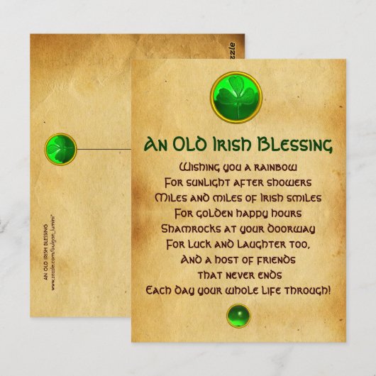 Een oude Ierse zegen voor geluk perkament Briefkaart (Voorkant / Achterkant)