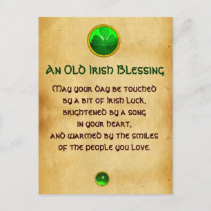 Een oude Ierse zegen voor geluk perkament Briefkaart