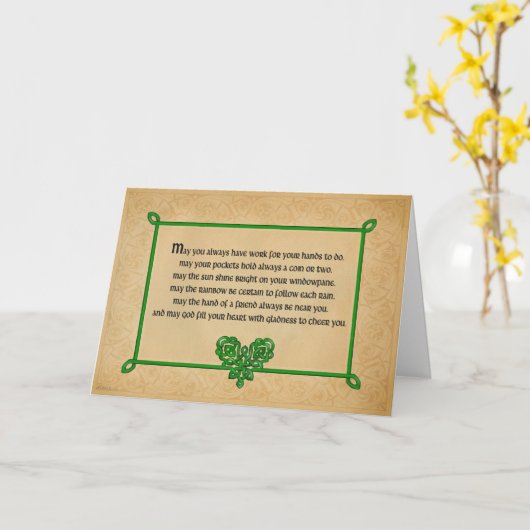 Een oude Ierse zegenende Kaart (Gele Bloem)