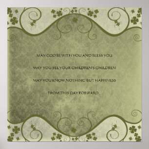 EEN OUDE IRISH WEDDING Bless Distress Damask Poster