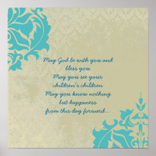 EEN OUDE IRISH WEDDING Bless Distress Damask Poster