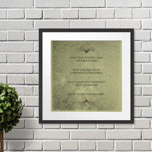 EEN OUDE IRISH WEDDING Bless Distress Damask Poster