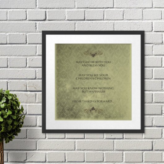 EEN OUDE IRISH WEDDING Bless Distress Damask Poster