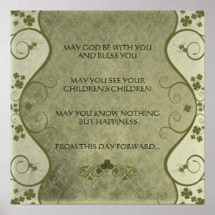 EEN OUDE IRISH WEDDING Bless Distress Damask Poster