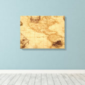 Een oude kaart van Amerika Canvas Afdruk (Insitu (Houten vloer))