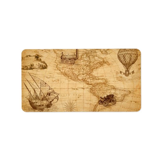 Een oude kaart van Amerika Etiket (Voorkant)