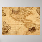 Een oude kaart van Amerika Poster (Voorkant)