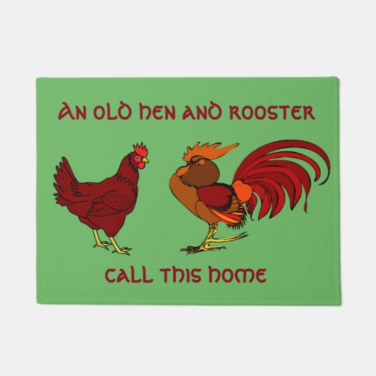 "Een oude kip en haan wonen hier" Deurmat (Voorkant)