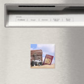 Een oude lederen koffer, retrocamera en magneet (Insitu (Vaatwasser))