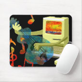 Een oude Macintosh speelt psychedelische gitaar. Muismat (Met muis)