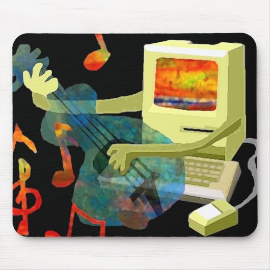 Een oude Macintosh speelt psychedelische gitaar. Muismat (Voorkant)