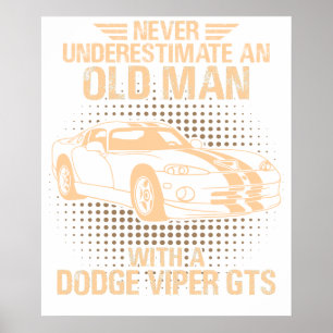 Een oude man Dodge Viper 1996 Gts Strepen Poster