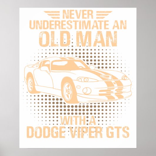 Een oude man Dodge Viper 1996 Gts Strepen Poster (Voorkant)