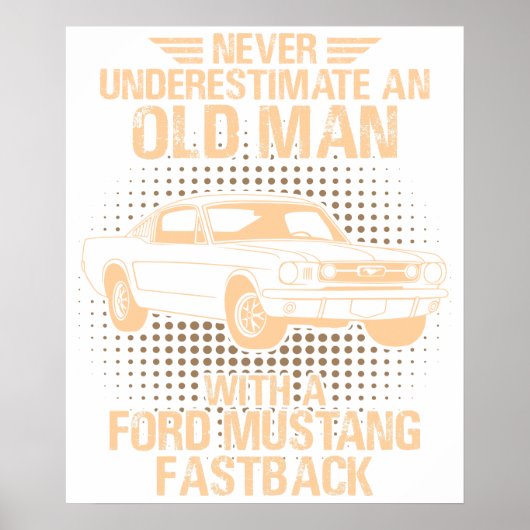 Een oude man Ford Mustang 1966 Fastback Poster (Voorkant)