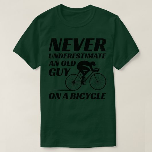 Een oude man nooit onderschatten op een fiets t-shirt (Design voorkant)