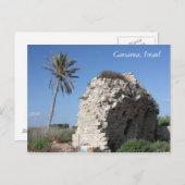 Een oude muur met een Palm, Caesarea, Israël Briefkaart (Voorkant / Achterkant)