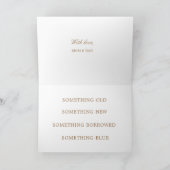 een oude nieuwe geleende en blauwe bruidskaart kaart (Binnen)