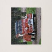Een oude rode Citroen 2CV auto met een lachende vr Legpuzzel (Verticaal)