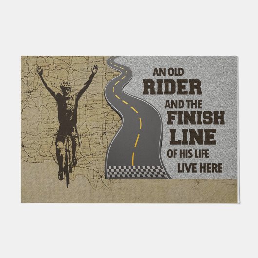 Een oude ruiter en de finishlijn van zijn leven deurmat (Voorkant)