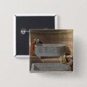 Een oude Sarcofagus van Basaltes, de Lov Vierkante Button 5,1 Cm (Voorkant /achterkant)