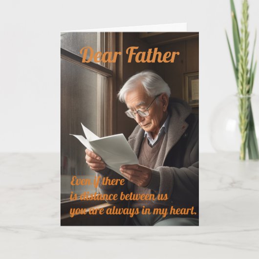 Een oude vader die een brief lees kaart (Voorkant)
