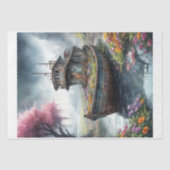 Een oude vissersboot verlaten in een bloeiend moer tissuepapier (Voorkant)