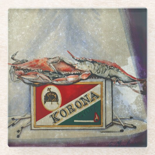 Een oude vlam glazen onderzetter (Voorkant)