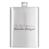 Een oude vriend is een waardevol Antiek! Heupfles (Voorkant)