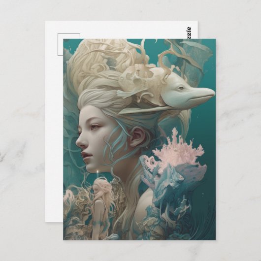 Een oude zee godin briefkaart (Voorkant / Achterkant)