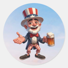 Een oudere burger verkleed als Uncle Sam Ronde Sticker
