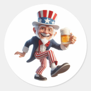 Een oudere burger verkleed als Uncle Sam Ronde Sticker