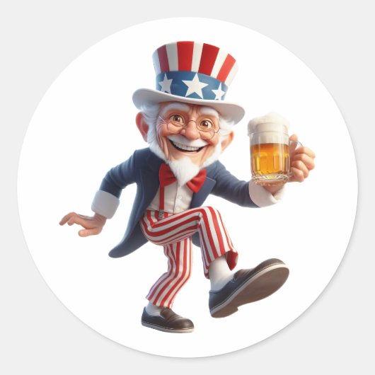 Een oudere burger verkleed als Uncle Sam Ronde Sticker (Voorkant)