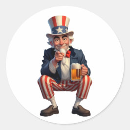 Een oudere burger verkleed als Uncle Sam Ronde Sticker