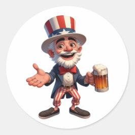 Een oudere burger verkleed als Uncle Sam Ronde Sticker