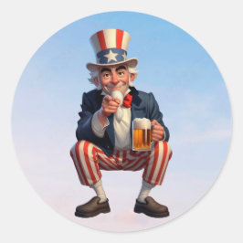 Een oudere burger verkleed als Uncle Sam Ronde Sticker