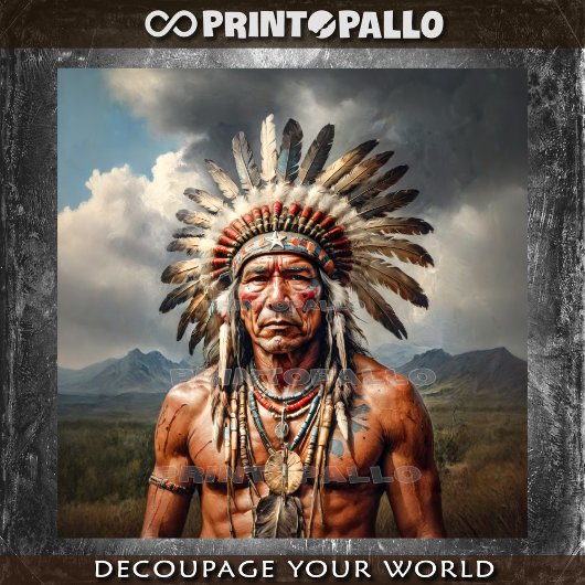 Een oudere Indiase chef met een gevederde hoofdtoo Tissuepapier