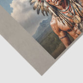 Een oudere Indiase chef met een gevederde hoofdtoo Tissuepapier (Detail)