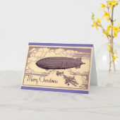 Een ouderwetse Kerst Dirigible Kaart (Gele Bloem)