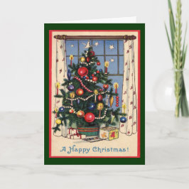 Een ouderwetse kerstboom/Vintage Feestdagen Kaart