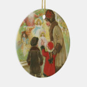 Een ouderwetse kerstfeestelijke organisatie keramisch ornament (Rechts)